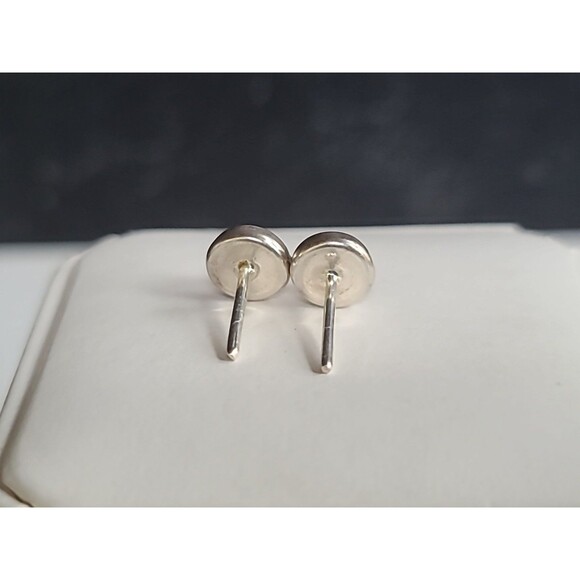 925 Sterling Silver Real Amber Circular Stud Earrings Vintage - Picture 8 of 10